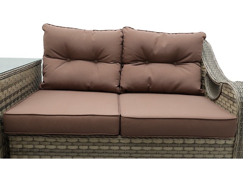 Bộ bàn ăn ngoài trời hiện đại, bộ bàn ghế mây nhôm mặt trên bằng gỗ tổng hợp, YQR-542A