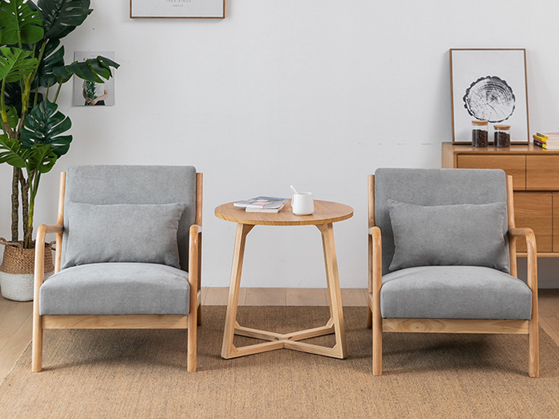 Ghế da hiện đại tay gỗ, ghế phòng khách, nội thất YQ-K2001