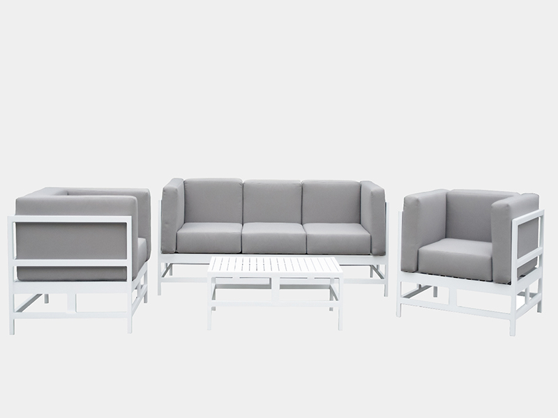 Tất cả khung nhôm với ghế sofa đệm, nội thất khách sạn, nội thất ghế sofa sân vườn sân sau ngoài trời