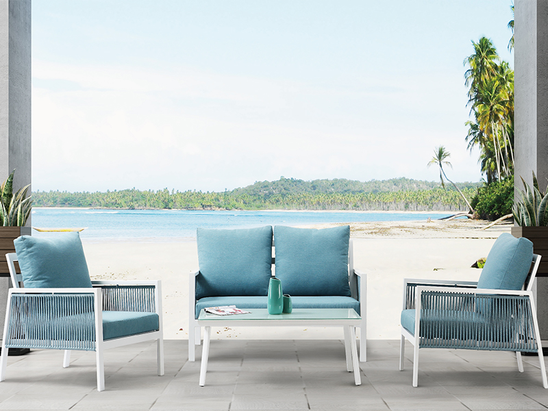 Sân vườn Nhôm sang trọng Thiết kế giải trí Bộ khách sạn Sofa dây dệt ngoài trời YQC-2710