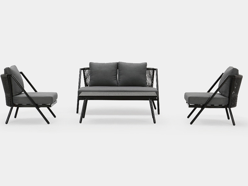 Nội thất nhôm hiện đại Bộ ghế sofa ngoài trời Bàn sân vườn có nội thất ghế dây YQC-2715