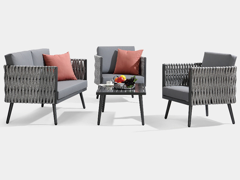 Bộ ghế sofa dây dệt 4 món ngoài trời phổ biến cho sân vườn YQC-2731