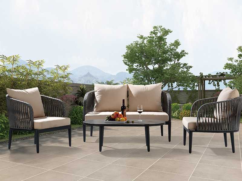 Nội thất dây thừng Bộ ghế sofa alu Bàn ghế ngoài trời Bộ ghế sofa 4 dây Alu YQC-2732