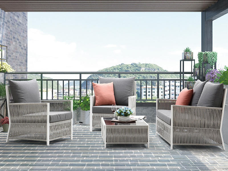 Nhà máy sản xuất trực tiếp bộ ghế bàn ghế ngoài trời dệt tay sofa dây sân vườn