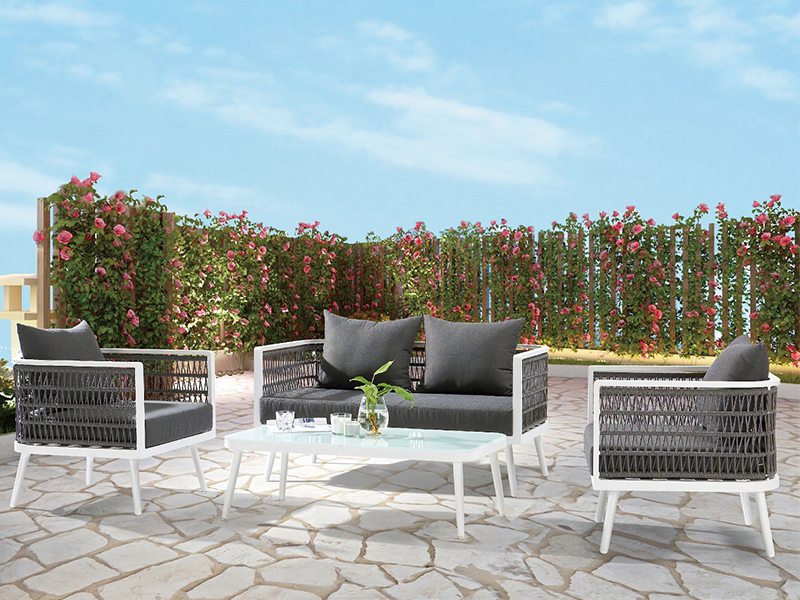 Dây dệt 4 bộ ghế sofa bàn ghế sân vườn ghế nội thất sân vườn ngoài trời YQC-2743