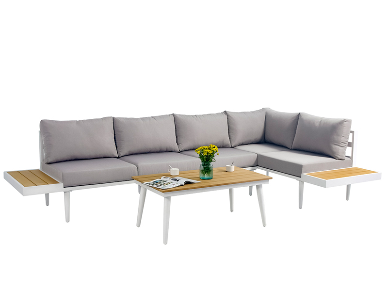 Bộ Sofa nhôm kết hợp, Bộ sofa 3 chiếc bằng gỗ tổng hợp, bàn ghế ngoài trời YQC-2762