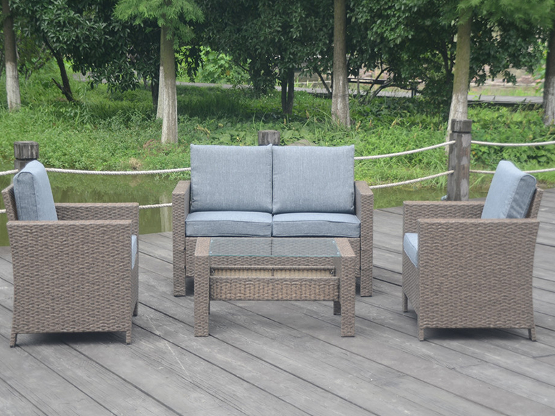 Bộ sofa Rattan, Knock Down Rattan Sofa Set, Aluminum Frame Nội thất Rattan, YQR-407A