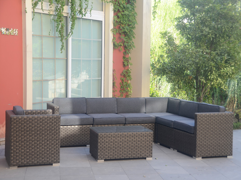 Bộ sofa Rattan, Nội thất giải trí vườn bằng nhôm 8pcs YQR-468