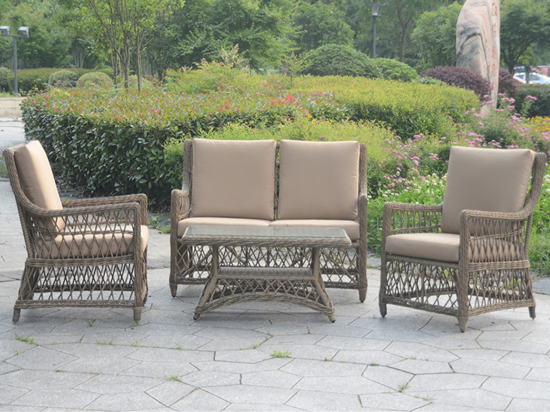 Bộ bánh sofa dệt tròn đẹp, sofa ngoài trời kiểu châu Âu, bộ sofa nhôm giải trí bộ YQR-527B-2